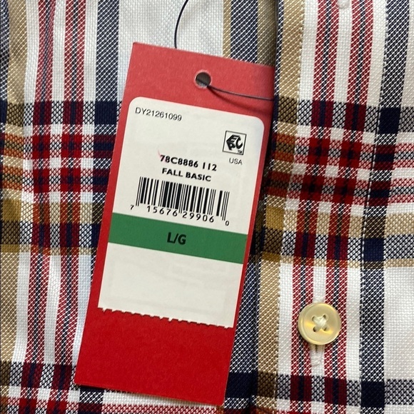 Tommy Hilfiger Classic Fit Red and White Plaid Men's Plaid Shirt Size Large - Picture 6 of 12
